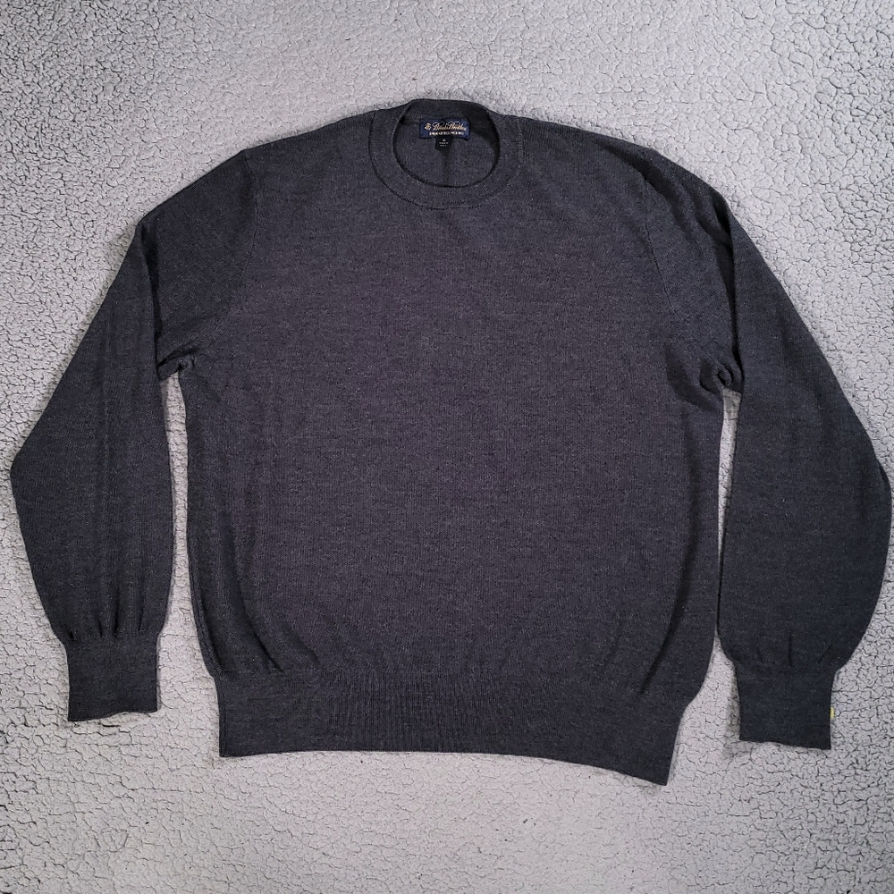 Brooks Brothers Sweater Mens XL Brookstech Merino Wool Gray Preppy Pullover